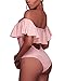 Tempt Me Women Pink Sexy One Piece Swimsuit Ruffled Off Shoulder Lace Up Bathing Suit XXL