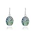 Sterling Silver Natural Turquoise/Abalone/Mother-of-Pearl/Lapis Stone Tree of Life Oval Dangle Earrings