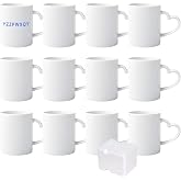 YZZPWXQY Set of 12 Sublimation Blanks White Ceramic Coffee Mugs 11oz Blank Ceramic Classic Drinking Cup Mug with Heart Handle