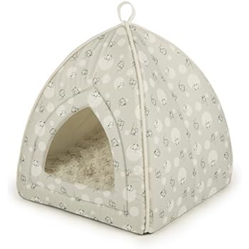 Sterling Secluded Cat Tent Bed, Plush with Mischievous Mouse Fabric