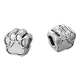 30pcs Pet Dog Puppy Paw Print Metal Bead Fit Charm Necklace Bracelet Antique Silver 11x11mm