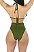 Kisscynest Women's Straps Cut Out Mesh Maxi Skirt Coverup Three Pieces Swimsuit XL Army Green