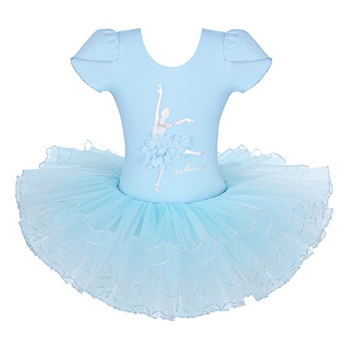 BAOHULU Girls Ballet Dance Tutu Dress Short Sleeve Ballerina Costumes Skirted Leotard