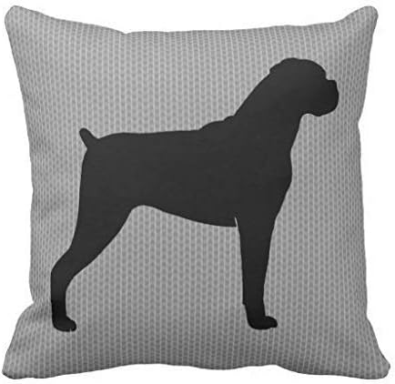 HL HLPPC Boxer Dog Silhouette Natural Ears Throw Pillow Case 18 x 18 Inches