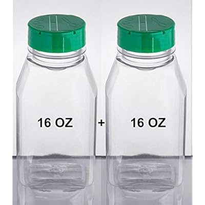 2-Pack 16oz Plastic Spice Jars with Green Dual Shake Ghana Ubuy