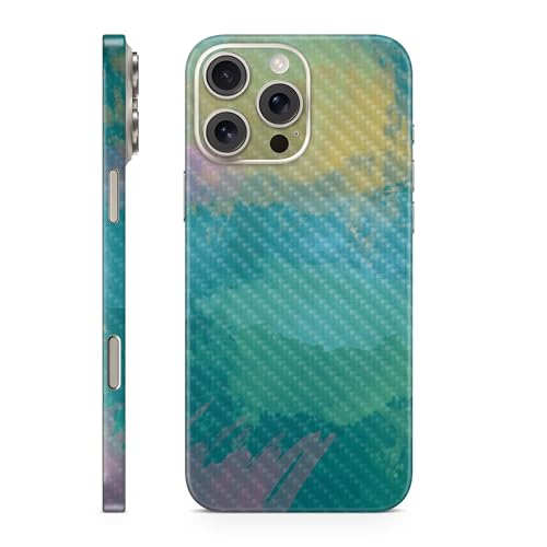 Carbon Fiber Phone Skin Compatible with Apple iPhone 16 Pro Max - Watercolor Bl…