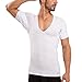 Ejis Sweatproof Undershirts Men w/Sweat Pads & Real Silver Micro Modal Deep V (Medium, White)