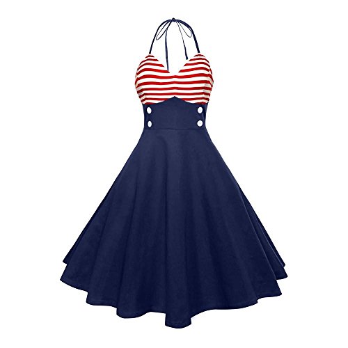 Women's USA American Flag Dress,Todaies Women Vintage Sleeveless Dress 4th July Independence Day Dresses Evening Party Prom Swing Dress 2018 (XL, Navy)