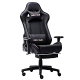 Nokaxus Gaming Chair Large Size High-back Ergonomic Racing Seat with Massager Lumbar Support and Retractible Footrest PU Leather 90-180 degree adjustment of backrest Thickening sponges (YK-6008-BLACK)