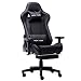Nokaxus Gaming Chair Large Size High-back Ergonomic Racing Seat with Massager Lumbar Support and Retractible Footrest PU Leather 90-180 degree adjustment of backrest Thickening sponges (YK-6008-BLACK) primary