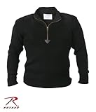 Rothco 1/4 Zip Acrylic Commando Sweater, Black, Large