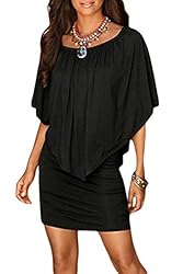 Sidefeel Womens Off Shoulder Ruffles Nigh Club