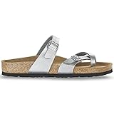 Birkenstock Womens Mayari Holiday Birko-Flor Beach Summer Flat Sandals - Silver - 7
