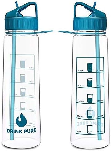 Drink Pure Motivational Water Bottle with Time Marker Sports Water Bottle 900ml