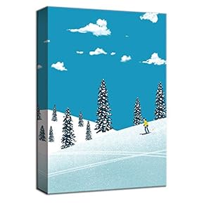 Yellow Young Ski in Landscape Cold Snow Winter...