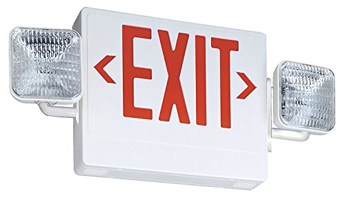 (Case of 2) Lithonia ECR LED M6 Integrated LED Exit/Unit Combo Light, White/Red