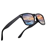 LR Unisex Classic Polarized Sunglasses Men Women - Square UV400 Fashion Holiday Eyewear Matt Black 53mm(NCS004) (Black/G15)