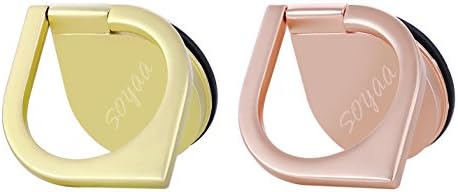 Phone Holder SOYAA 2Pack Finger Ring Stand Water Drop Shape Zinc Alloy 360°C Rotation Cellphone Holder Car Mount Universal Use for Mobilephones and Tablets (Rose+Gold)