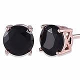 GULICX Rose Gold Tone Unique Chic 7mm Round Black