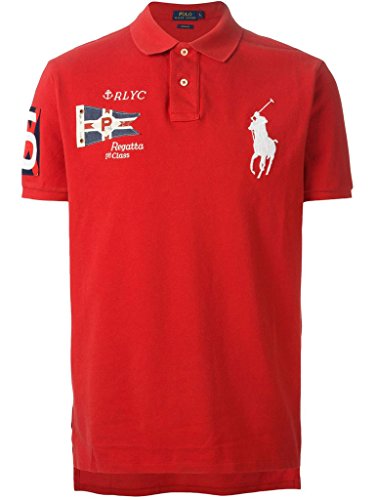 Polo Ralph Lauren Men's Custom-Fit Big Pony Nautical Polo, RL 2000 Red, Medium