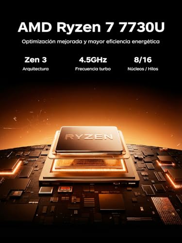 KAIGERR Laptop Gamer Ryzen 7 7730U (8C/16T, hasta 4.5GHz), 16GB RAM 512GB NVMe SSD Laptops, 15.6" FHD, Win 11 Pro, Teclado Físico en Español, Radeon RX Vega 8, Wi-Fi 6