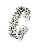 925 Sterting Silver Toe Ring, BoRuo Daisy Flower Hawaiian Adjustable Band Ring
