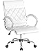 Flash Furniture Merideth Mid-Back Designer White LeatherSoft Executive Swivel Office Chair with Chrome Base and Arms