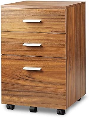 Amazon Com Devaise 3 Drawer Wood Mobile File Cabinet Rolling Filing Cabinet For Letter A4 Size Walnut Office Products