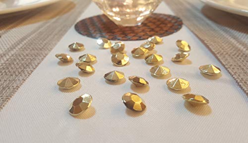 AiFanS Acrylic Diamond Gems for Table Scatter,Table Confetti,Vase Fillers(Metallic Gold,12mm,500 Piece)