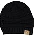 Black Thick Slouchy Knit Oversized Beanie Cap Hat,One Size,Black