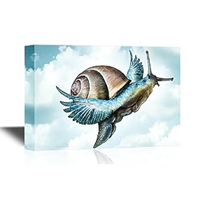 an Imaginary Snail with Wings Flying in The Sky