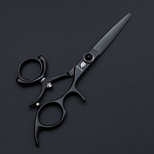 Smith Chu 5.5" Professional Hairdressing Swivel Ring Handle Cutting Scissors - Salon Hair Shears -Barber Sharp Razor Cutter - Black