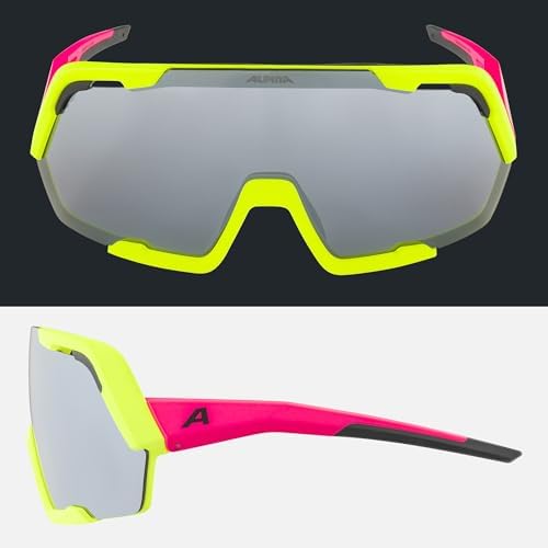 ROCKET BOLD - Wasserabweisende und Beschlagfreie Sport- & Fahrradbrille Mit 100% UV-Schutz Für Erwachsene, neon-pink yellow matt, One Size