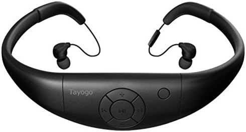 Tayogo Waterproof Mp3 Player 8GB Swimming Bluetooth Headset Underwater 10feet with FM APP Flash Drive for Swimming Running Riding Walking SPA and Other Water Sport with Shuffle Feature