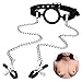 O-Ring Gag with Nipple Clamps, SEXY SLAVE Silicone Open Mouth Ring Gag with Adjustable Nipple Clamps, Fetish Nipple Teasers Breast Sensual Bondage Nipple Clips
