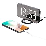 Digital alarm clock - stylish led clock with the USB port, a huge display, adjustment of display's brightness, the function of saving the configuration