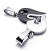 KONOV 2pcs Mens Womens Couples Heart Stainless Steel Pendant Love Necklace, 18 & 22 inch Chain, Black