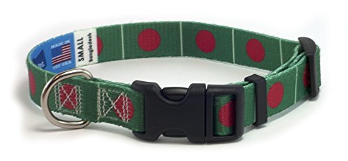 Bangladesh Bangladeshi Flag Dog Collar for Small, Medium, or Large Dogs by PatriaPet (Small: 9-13 in.)
