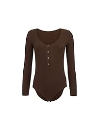 Yizenge - Body de manga larga con cuello en V para mujer