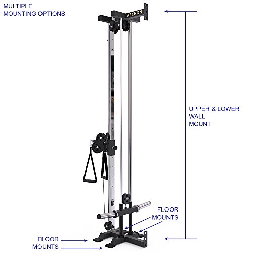 ARCHON Wall Mount Commercial Ball Bearing Cable Station | 17 Position Adjustable Dual Pulleys | Home Gym Equipment | Cable Crossover Machine | Weight Machine | Cable Pulldown | Functional Trainer