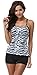Charmleaks Women's Solid Geo Printed Tankini Two Piece Tankini Top Swimwear Set - Large - Geometric