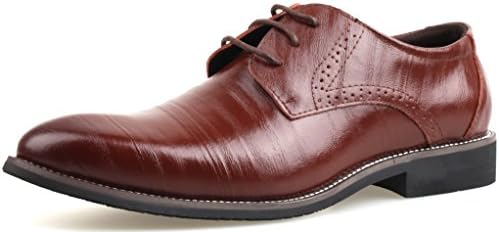 LIYZU Men's Leather Lace Up Modern Dress Oxford Shoes US Size 7 Brown