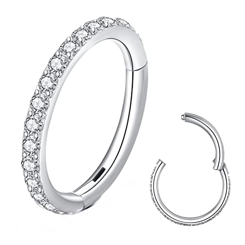 Clear CZ Hinged Segment Nose Ring Hoop