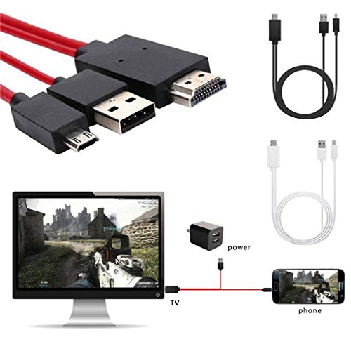 Aobiny USB C Micro-USB to HDMI 4K Cable HDTV TV Digital AV Adapter for Samsung (Red)