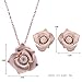 Everrich Pink Rose Gold Plated Flower Girl Drop Pendant Necklace Earrings Jewelry Sets for Wedding, 2 Pcs, Pink