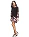 Floerns Women's Floral Print Chiffon Sleeve Round Neck Casual A-line Shift Dresses, Black, XL