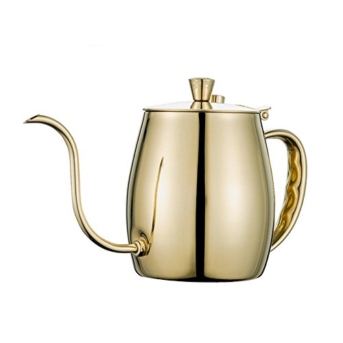 Stainless Steel Coffee Pot Long Mouth Thin Mouth Drip Coffee Pot 700ml (Color : Gold)