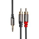 3.5mm to RCA Cable, GearIT Pro Series 50 Feet Premium Gold Plated 3.5mm to RCA Audio Stereo Cable for Headphones, Home System, Car Stereo, iPods, iPhones, MP3 Players and More - Black