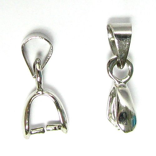 10 pcs Rhodium on Metal Brass Bail Pendant Charm Connector Slide / Findings / Bright