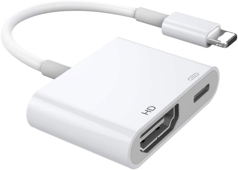 Lightening to HDMI Adapter, Lightening to Digital AV HDMI Cable, 1080P HD TV Connector Adapter Cable, Sync Screen HDMI Connector for Phone&Pad, Compatible for I-O-S 12 and before